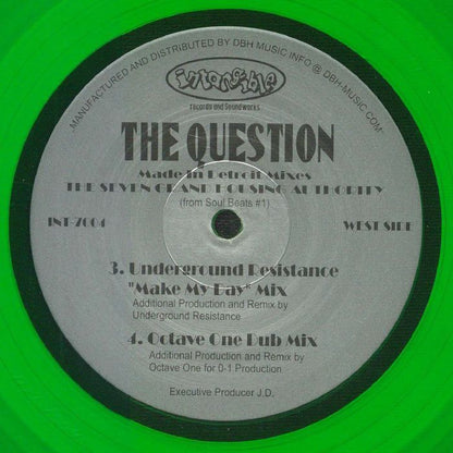 The Seven Grand Housing Authority – The Question (Made In Detroit Mixes) (12", Green Transparent, Intangible Records & Soundworks, 2024) Back Cover
