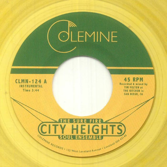 The Sure Fire Soul Ensemble – City Heights (7", Yellow transparent, Colemine Records, 2022) Front Cover