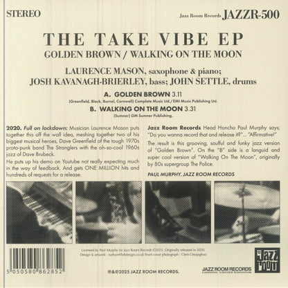 The Take Vibe EP – Golden Brown / Walking On The Moon (7", Jazz Room Records, 2025) Back Cover