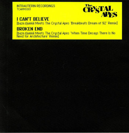 TheCrystalApes – TCARMX001 (7", Intrauterin Recordings, 2019) Front Cover