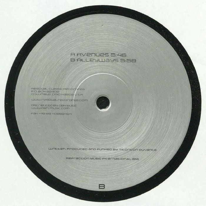 Titonton Duvanté – Avenues / Alleyways (12", Residual Classic, 2017) Back Cover