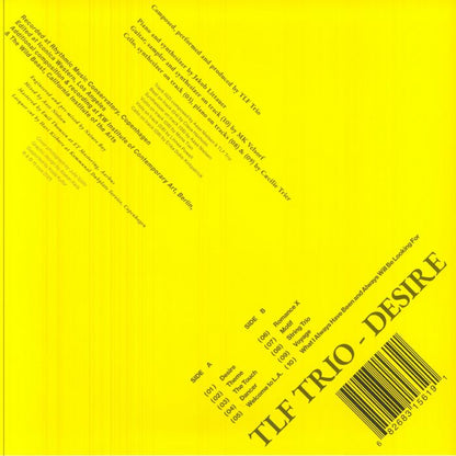 TLF Trio – Desire (LP, 15 love, 2025) Back Cover