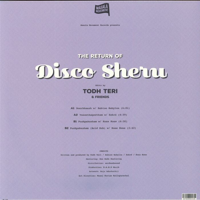 Todh Teri – The Return Of Disco Sheru (12", Masala Movement, 2026) Back Cover