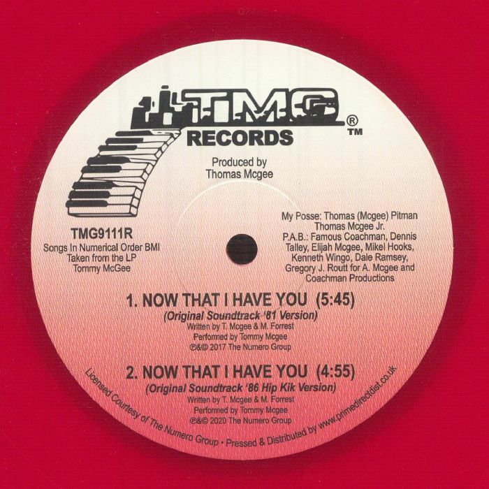 Tommy McGee – Now That I Have You  (12", Red, TMG Records, 2026) Front Cover