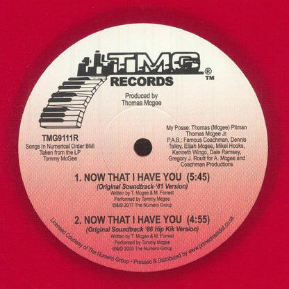 Tommy McGee – Now That I Have You  (12", Red, TMG Records, 2026) Front Cover