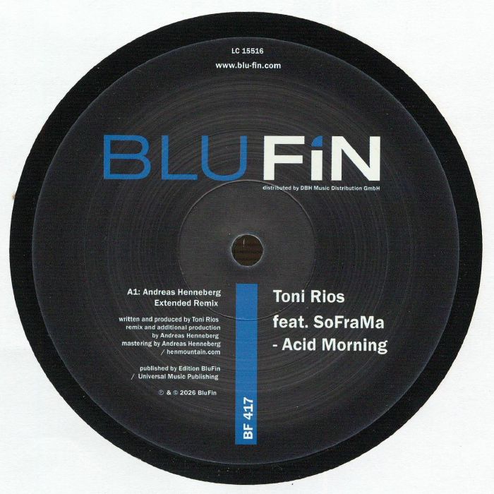 Toni Rios – Acid Morning (12", Blu Fin, 2026) Front Cover