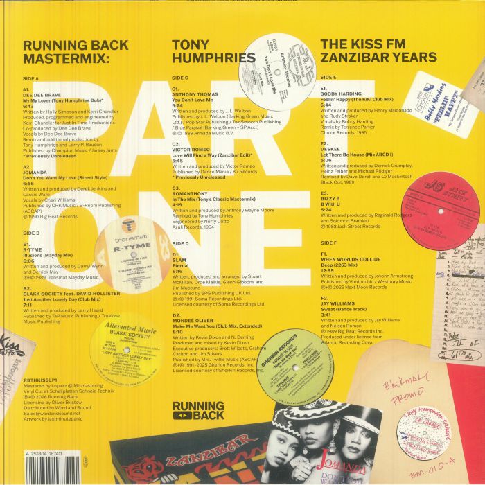 Tony Humphries – Running Back Mastermix: The Kiss FM Zanzibar Years (Part One) (3x12", Running Back, 2026) Back Cover