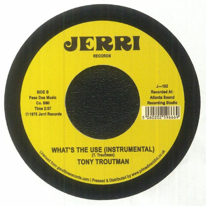Tony Troutman – What's The Use (7", Jerri Records, 2023) Back Cover