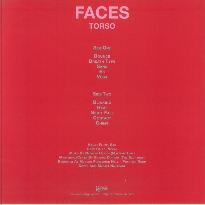 Torso – Faces (LP, Ozato Record, 2025) Back Cover