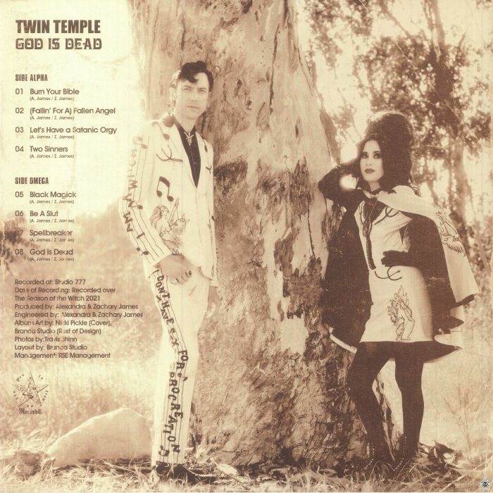 Twin Temple – God Is Dead (LP, Translucent Pink, Pentagrammaton Records, 2026) Back Cover