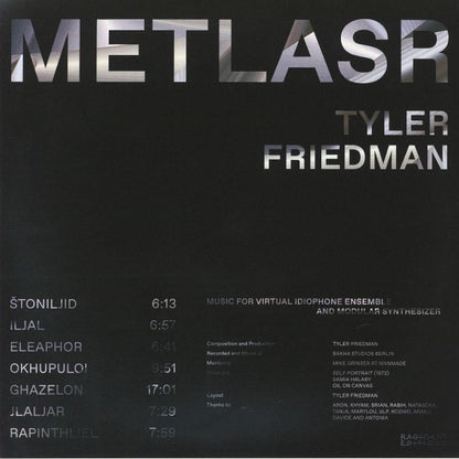 Tyler Friedman – METLASR (2xLP, Radicant_Editions, 2026) Back Cover
