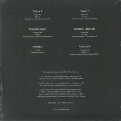 Vainqueur – Reductions 1995-1997 (3x12", Scion Versions, 2018) Back Cover