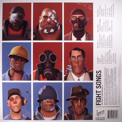 Valve Studio Orchestra – Fight Songs: The Music Of Team Fortress 2 (LP+LP, Red Translucent+Blue Translucent, Ipecac Recordings, 2017) Back Cover