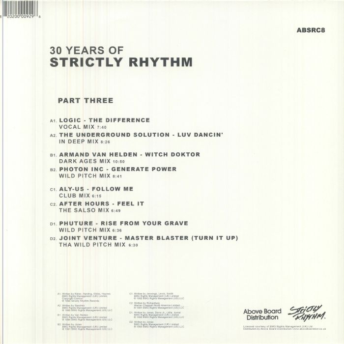 Various – 30 Years Of Strictly Rhythm Part Three (2x12", Strictly Rhythm, 2026) Back Cover