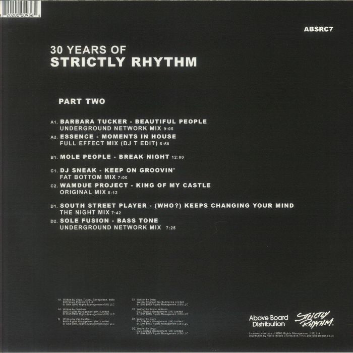 Various – 30 Years Of Strictly Rhythm Part Two (2x12", Strictly Rhythm, 2026) Back Cover