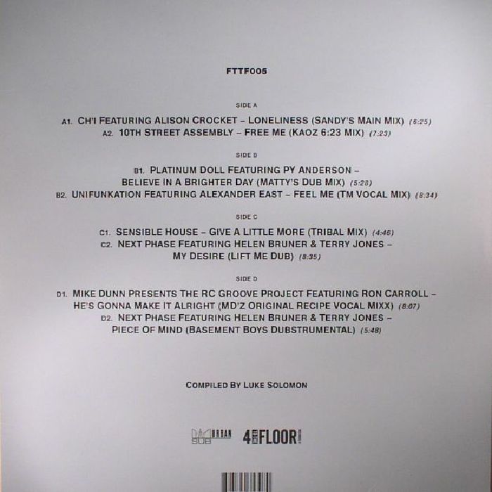 Various – 4 To The Floor Presents Sub Urban Records (2x12", Sub-Urban, 2017) Back Cover