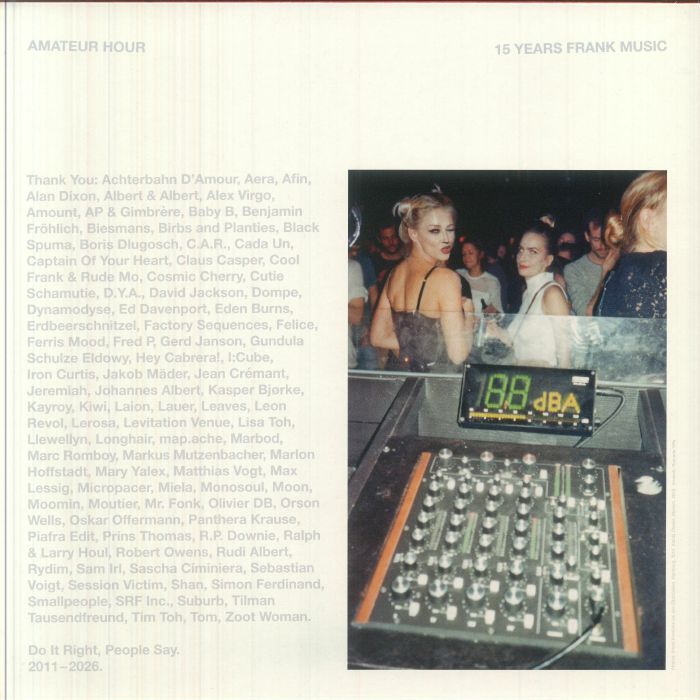 Various – Amateur Hour Volume I (12", Frank Music, 2026) Back Cover
