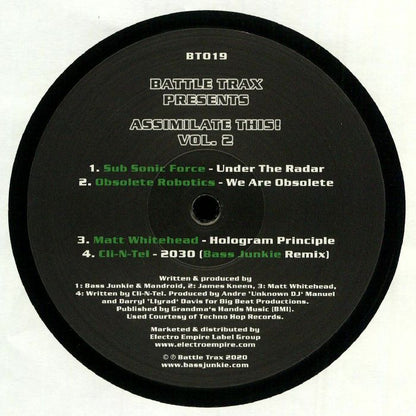 Various – Assimilate This! Vol. 2 (12", Battle Trax, 2020) Back Cover