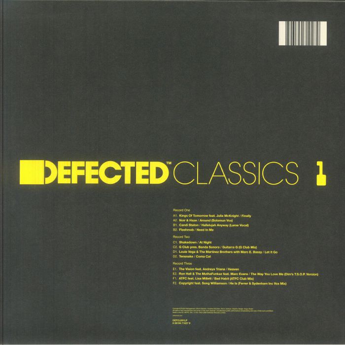 Various – Defected Classics 1 (3x12", Defected, 2026) Back Cover
