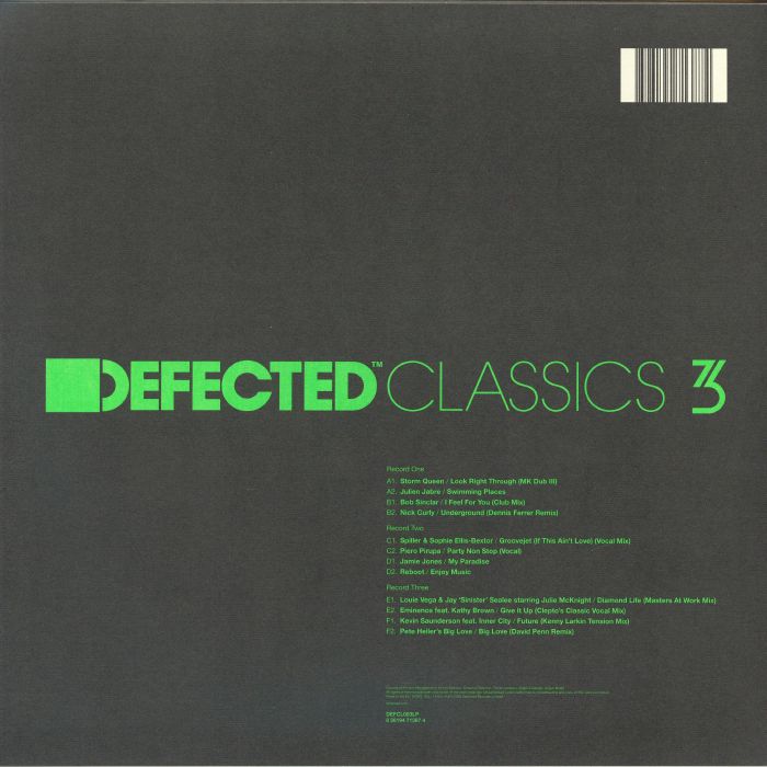 Various – Defected Classics 3 (3x12", Defected, 2026) Back Cover