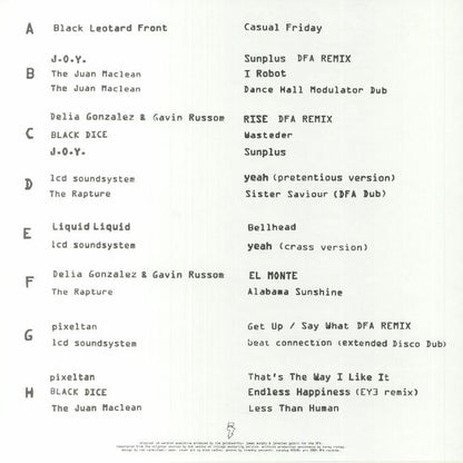 Various – DFA Compilation #2 (4xLP+Box Set, DFA, 2022) Back Cover