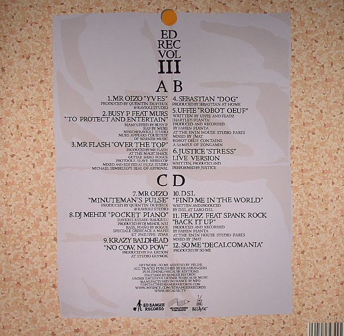 Various – Ed Rec Vol. III (2xLP, Ed Banger Records, 2008) Back Cover