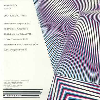 Various – Einer Rein Einer Raus (2xLP, translucent blue & pink insert in spot-varnished sleeve limited to 150 copies, Mauromusica, 2026) Back Cover