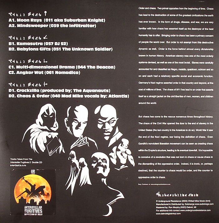 Various – Interstellar Fugitives 2 (The Destruction Of Order) (12", Underground Resistance, 2006) Back Cover