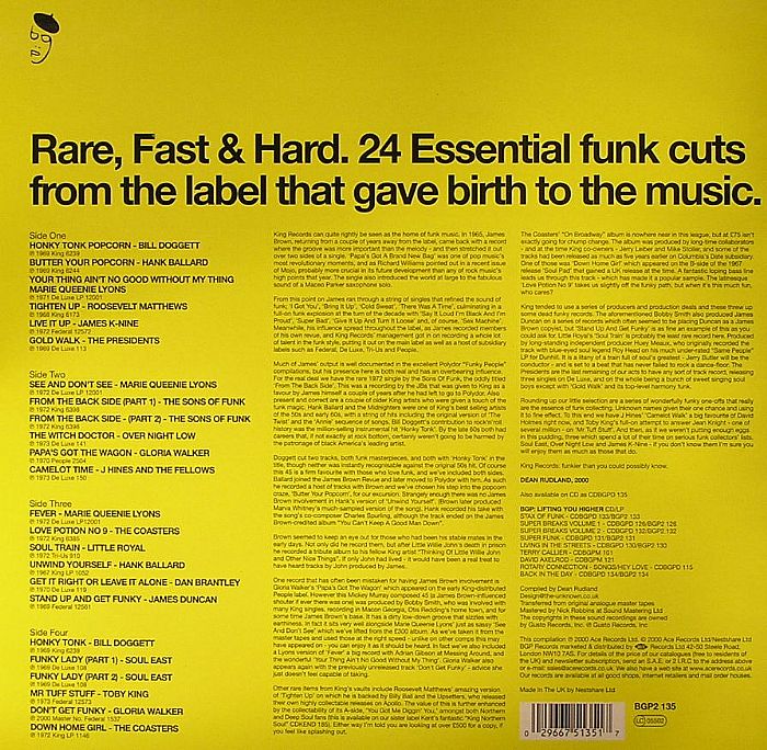 Various – ...King Funk (2xLP, BGP Records, 2000) Back Cover