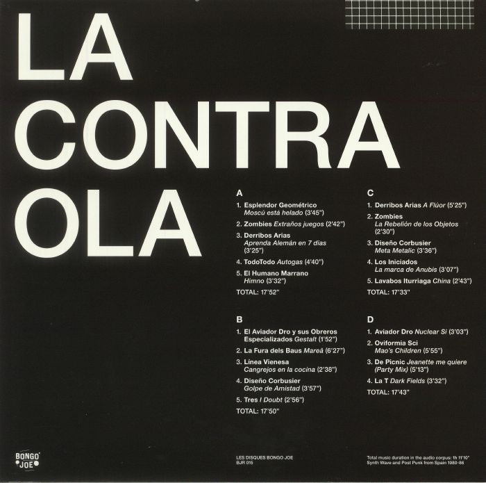 Various – La Contra Ola (Synth Wave And Post Punk From Spain 1980-86) (2xLP, Les Disques Bongo Joe, 2018) Back Cover