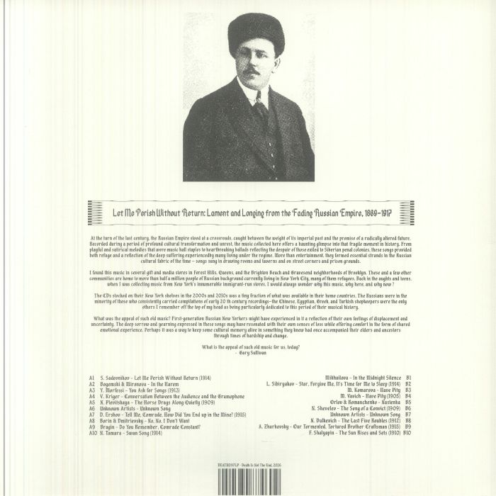 Various – Let Me Perish Without Return: Lament And Longing From The Fading Russian Empire, 1889-1917 (LP, Death Is Not The End, 2025) Back Cover