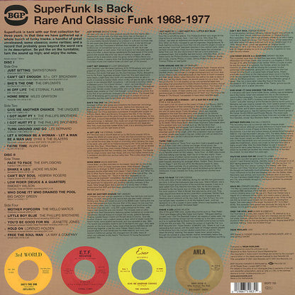 Various – SuperFunk Is Back. Rare And Classic Funk 1968-1977 (2xLP, BGP Records, 2025) back cover