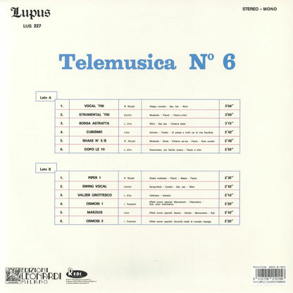 Various – Telemusica No 6 (LP, Blue, Edizioni Redi, 2025) Back Cover