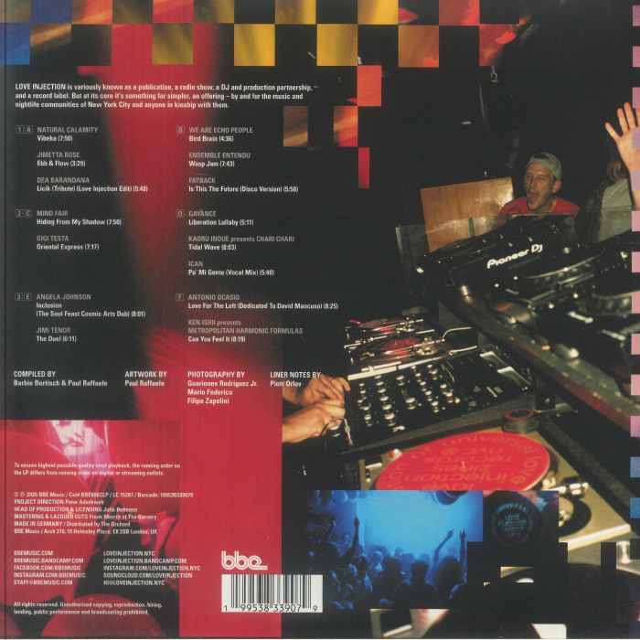 Various – Universal Love: 10 Years Of Love Injection Compiled By Barbie Bertisch & Paul Raffaele (3xLP, gatefold, BBE, 2026) Back Cover