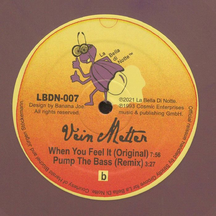 Vein Melter – When You Feel It / Pump The Bass (12", Gold & Purple Mixed, La Bella Di Notte, 2021) Back Cover