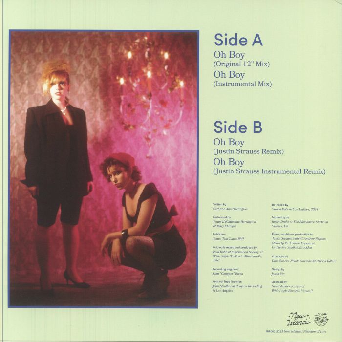 Venus II – Oh Boy (12", New Islands, 2025) Back Cover