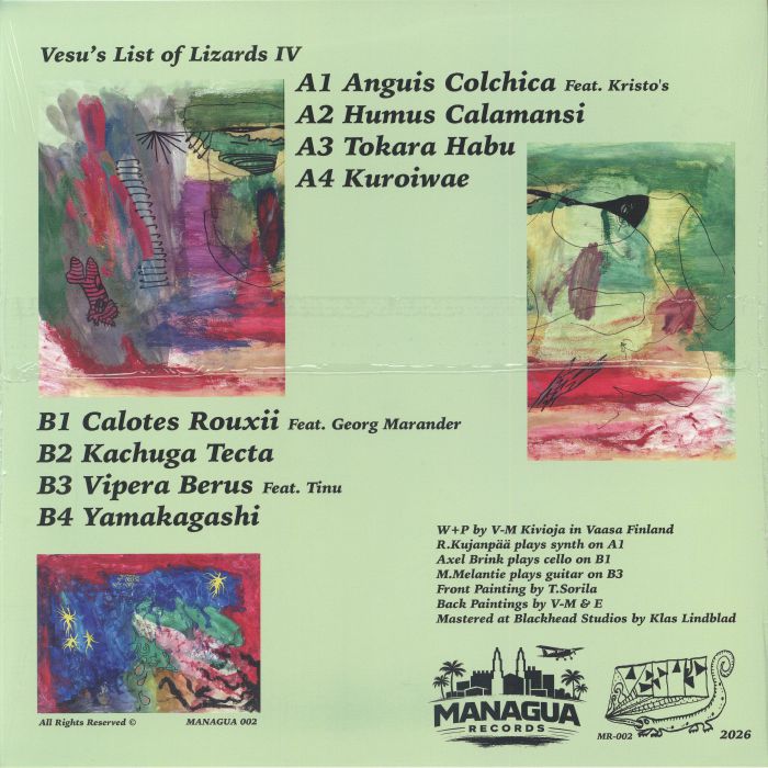 VESU'S aka Vesa Matti – List Of Lizards IV (LP, Managua, 2026) Back Cover