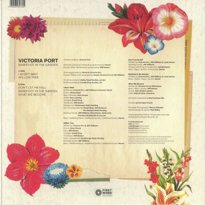 Victoria Port – Barefoot in the Garden (LP, First World Records, 2025) back cover