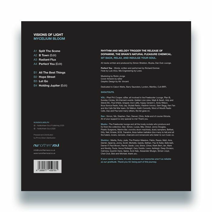 Visions Of Light – Mycelium Bloom (LP, Nunorthern Soul, 2026) Back Cover