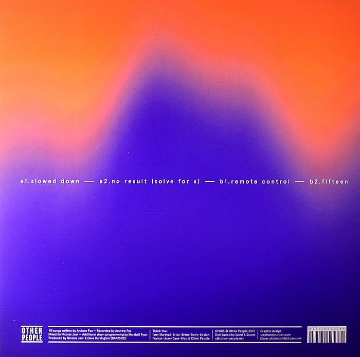 Visuals – Visuals (12", Other People, 2013) Back Cover