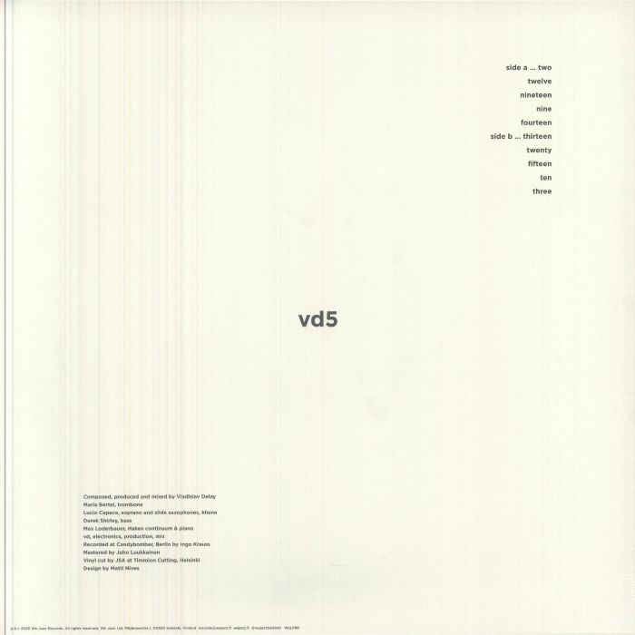 Vladislav Delay Quintet – vd5 (LP, We Jazz, 2026) Back Cover