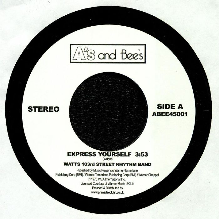 Watts 103rd Street Rhythm Band & The Meters – Express Yourself / Just Kissed My Baby (7", A's & Bee's, 2025) image 01