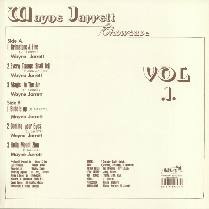 Wayne Jarrett – Showcase Vol. 1 (LP, Wackie's, 2014) Back Cover