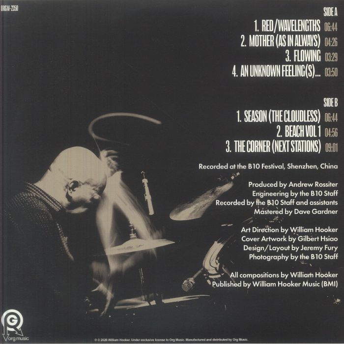 William Hooker John King – Convergence: Live In China (LP, ORG Music, 2026) Back Cover