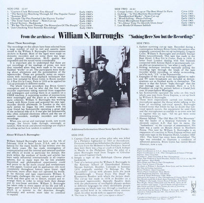 William S. Burroughs – Nothing Here Now But The Recordings (LP, Clear Transparent, Dais Records, 2023) Back Cover