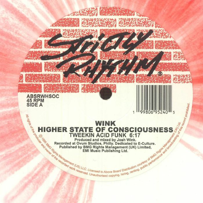 Wink – Higher State Of Consciousness (12", White-Red Splattered, Strictly Rhythm, 2026) Front Cover