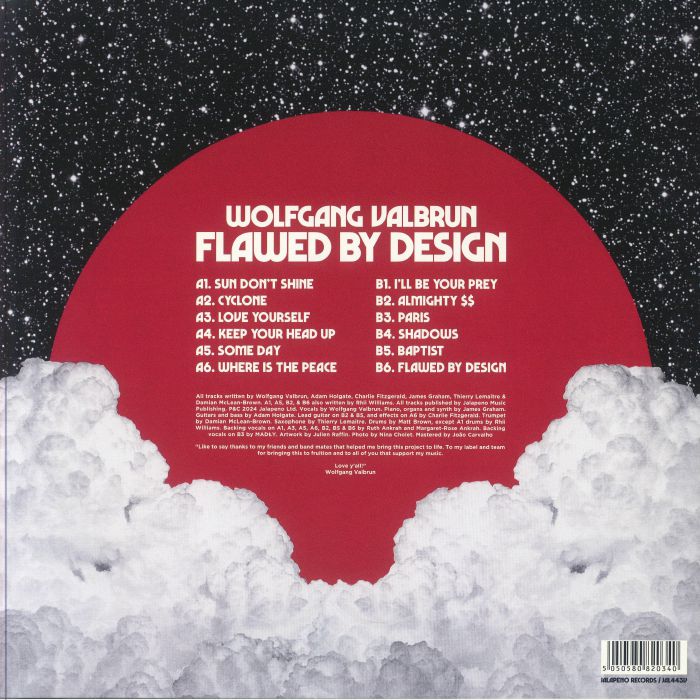 Wolfgang Valbrun – Flawed By Design (LP, Jalapeno Records, 2024) Back Cover