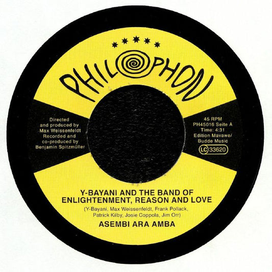 Y-Bayani And The Band Of Enlightenment, Reason And Love – Asembi Ara Amba (7", Philophon, 2019) Front Cover