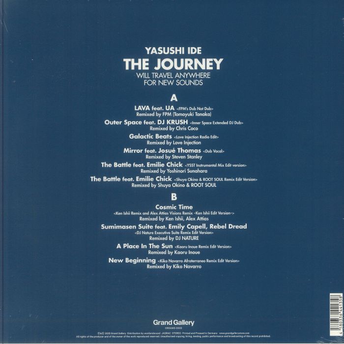 Yasushi Ide – The Journey (Will Travel Anywhere For New Sounds) (LP, Brick Red, Grand Gallery, 2025) Back Cover