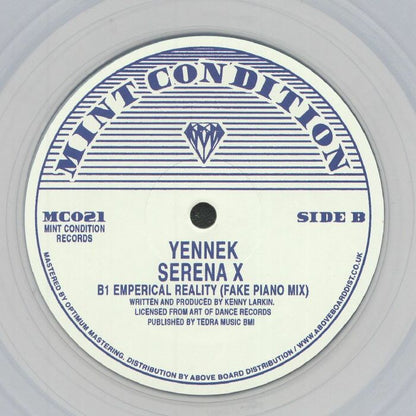 Yennek – Serena X (12", Clear, Mint Condition, 2021) Back Cover